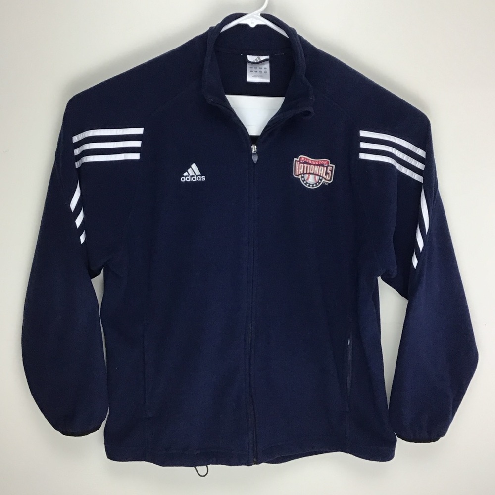 Adidas MLB Washington Nationals baseball mens full zip fleece jacket large